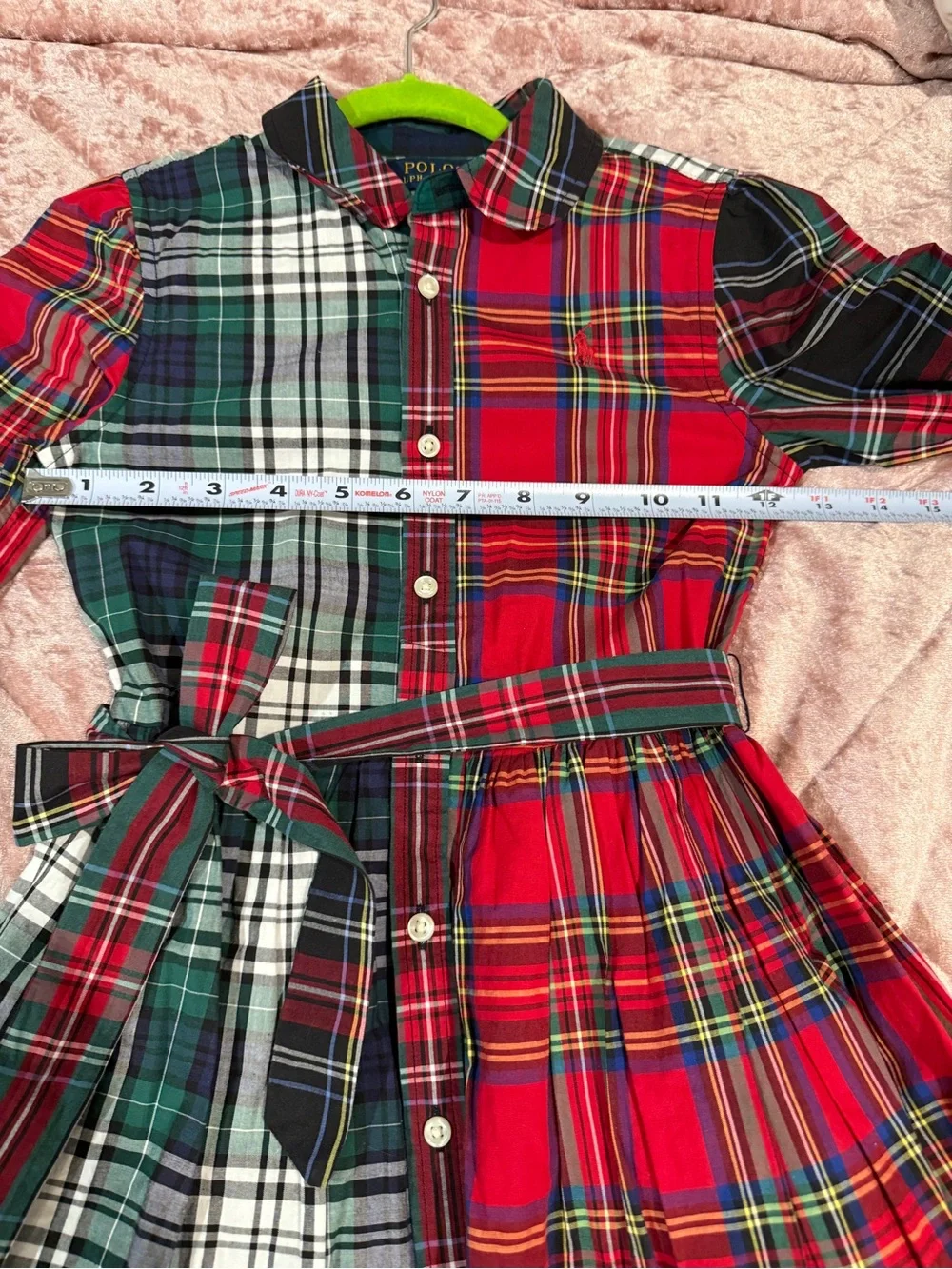 Polo Ralph Lauren sz 6 Plaid cotton fun shirt dress red green